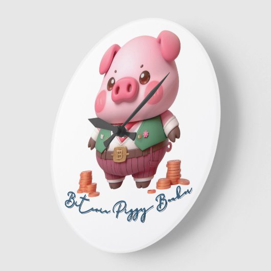 Bitcoin Piggy Banker Große Wanduhr (Winkel)