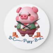 Bitcoin Piggy Banker Große Wanduhr (Vorderseite)