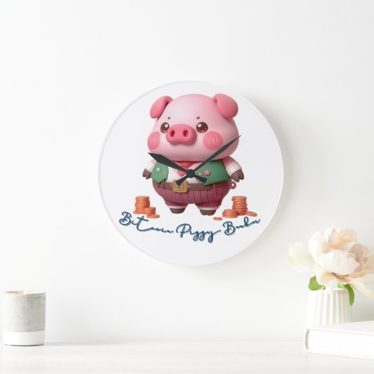Bitcoin Piggy Banker Große Wanduhr (Zuhause)
