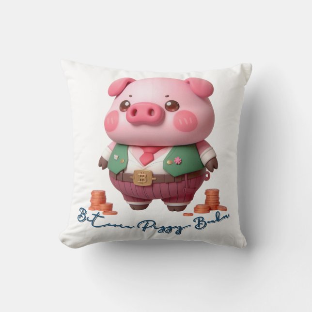 Bitcoin Piggy Banker Kissen (Vorderseite)