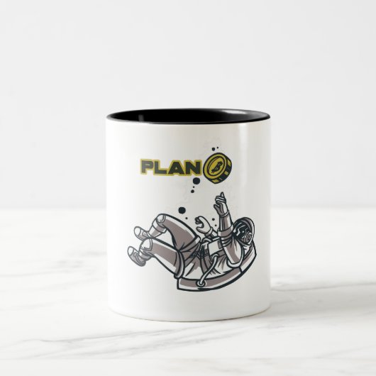 Bitcoin Plan B Astronaut Zweifarbige Tasse (Mittel)