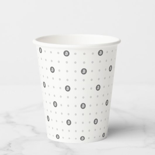 Bitcoin Polka Dot 8oz Papiertasse Pappbecher (Vorderseite)