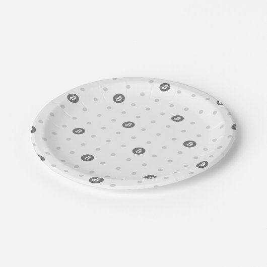 Bitcoin Polka Dot Paper Plate (Small) Pappteller (Schrägansicht)