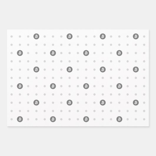 Bitcoin Polka Dots Wrapping Paper Sheets Geschenkpapier Set (Vorderseite)