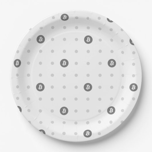 Bitcoin-Polka-Punkt-Papierteller (Groß) Pappteller (Vorderseite)