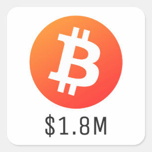 Bitcoin-Preis $ 1.800.000 ($ 1,8 Mio.) Eine Millio Quadratischer Aufkleber