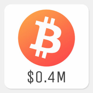 Bitcoin-Preis $ 400.000 (0,4 Mio. $) eine Million Quadratischer Aufkleber