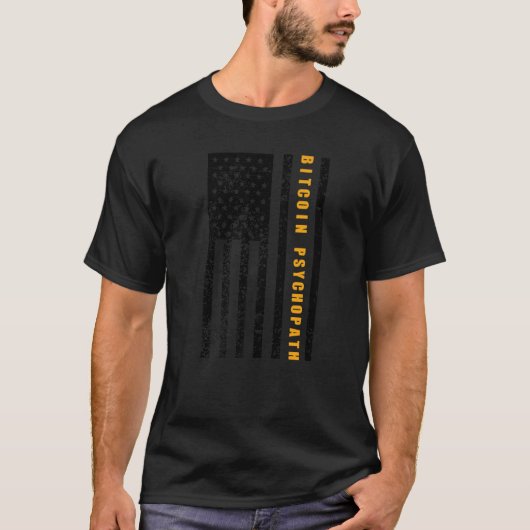 Bitcoin Psychopath Patriotismus American Flag Prou T-Shirt (Vorderseite)