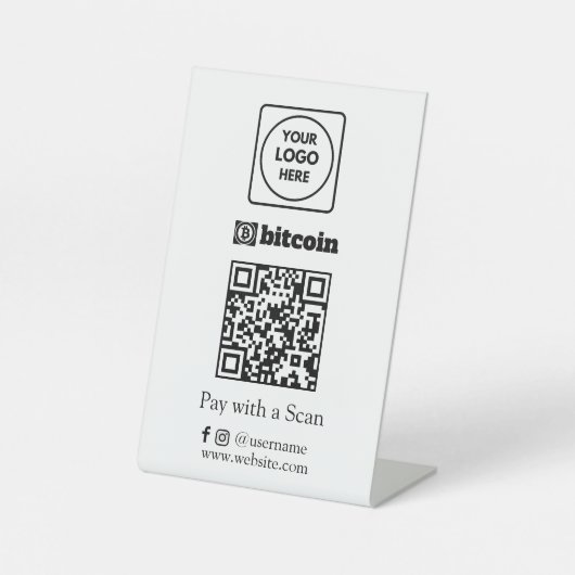 Bitcoin-QR-Code | Benutzerdefiniertes Scan-to-Pay- Sockelschild (Vorderseite)
