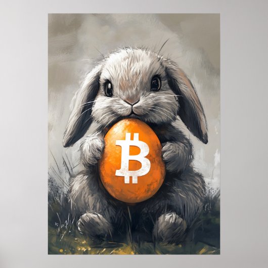 Bitcoin Rabbit Hole Crypto Bunny Poster (Vorne)