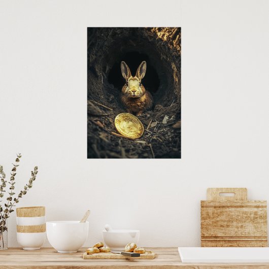 Bitcoin Rabbit Hole Crypto Bunny Poster (Küche)
