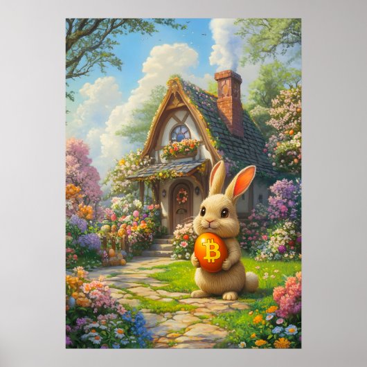 Bitcoin Rabbit Hole Ostersonnige Wand Kunst (Vorne)
