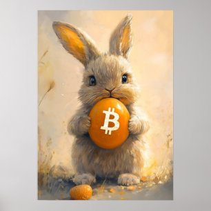Bitcoin Rabbit Niedlicher Krypto Sonnenanstrich Poster