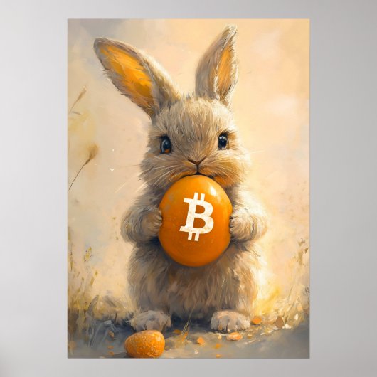 Bitcoin Rabbit Niedlicher Krypto Sonnenanstrich Poster (Vorne)