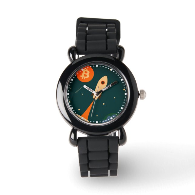 Bitcoin Rakete Armbanduhr (Vorderseite)