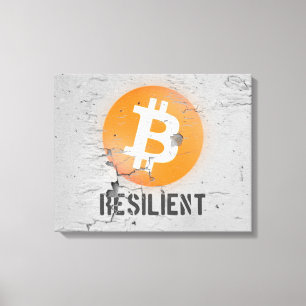 Bitcoin Resilient Art (Auf gerissener Wand HD) Leinwanddruck