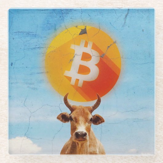 Bitcoin Resilient Bull Glasuntersetzer (Vorderseite)