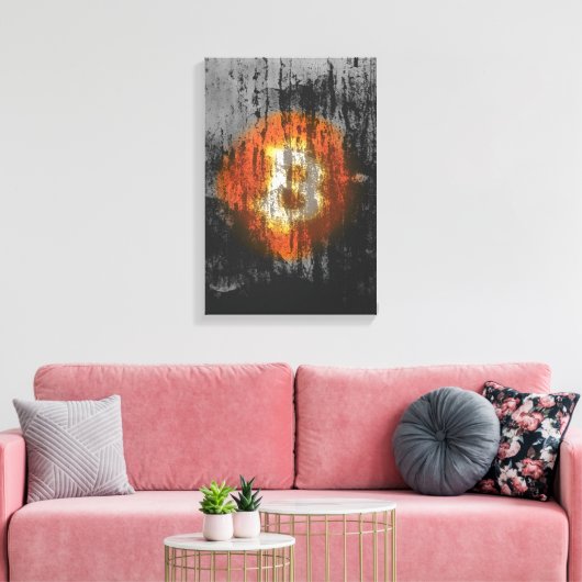 Bitcoin-resistente Kunst (auf schwarzer Wand HD) Leinwanddruck (Insitu (Wohnzimmer))
