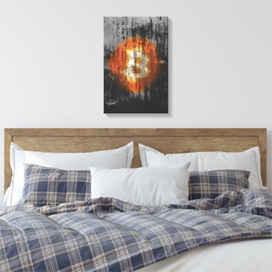Bitcoin-resistente Kunst (auf schwarzer Wand HD) Leinwanddruck (Insitu (Schlafzimmer))