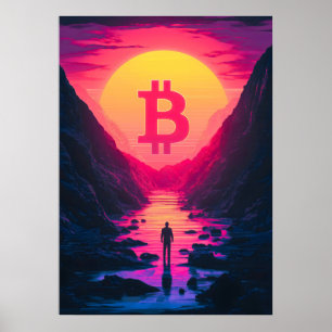 Bitcoin Retro 80er Sunset Poster