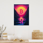 Bitcoin Retro 80er Sunset Poster (Küche)
