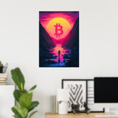 Bitcoin Retro 80er Sunset Poster (Heimbüro)