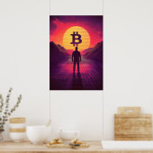 Bitcoin Retro Sunset Crypto Poster (Küche)