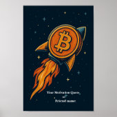 Bitcoin Rocket Crypto Art Print - To the Moon! Poster (Vorne)
