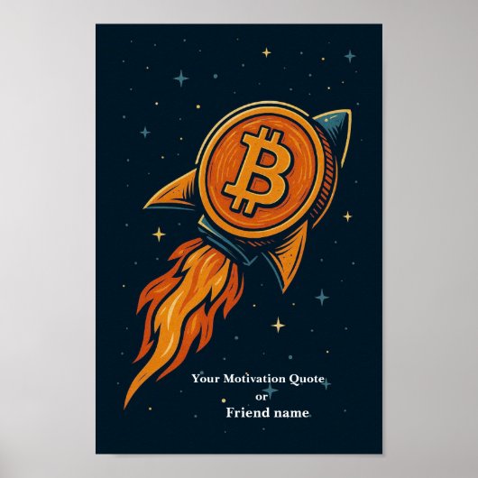 Bitcoin Rocket Crypto Art Print - To the Moon! Poster (Vorne)