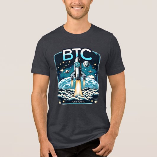 Bitcoin Rocket Crypto BTC Meme Tri-Blend Shirt (Vorderseite)