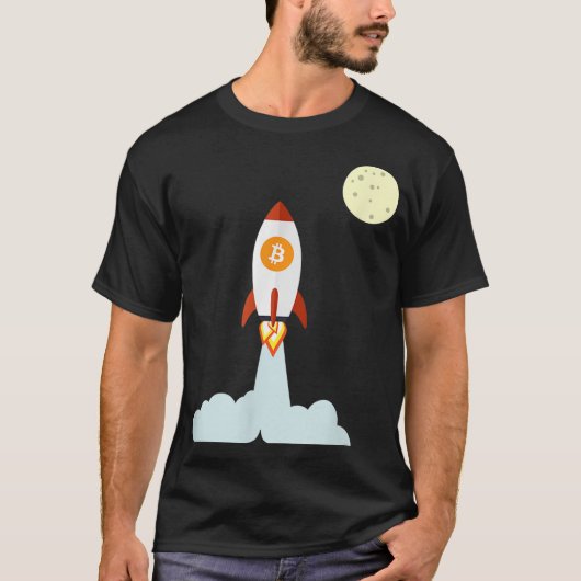 Bitcoin Rocket To The Moon Design T-Shirt (Vorderseite)