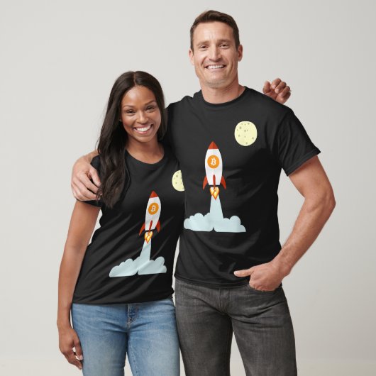 Bitcoin Rocket To The Moon Design T-Shirt (Unisex)