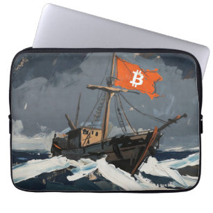"Bitcoin Sailing" Ölgemälde #2 Laptopschutzhülle