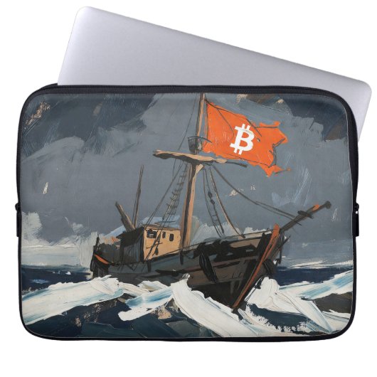"Bitcoin Sailing" Ölgemälde #2 Laptopschutzhülle (Vorderseite)