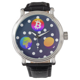 Bitcoin Solar Space Designer (farbenfroh) Sehen Armbanduhr