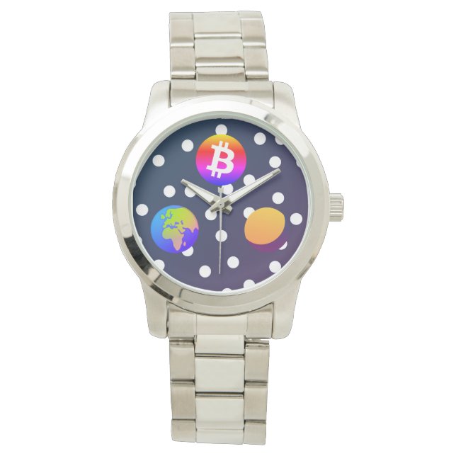 Bitcoin Solar Space Designer (farbenfroh) Sehen Armbanduhr (Vorderseite)