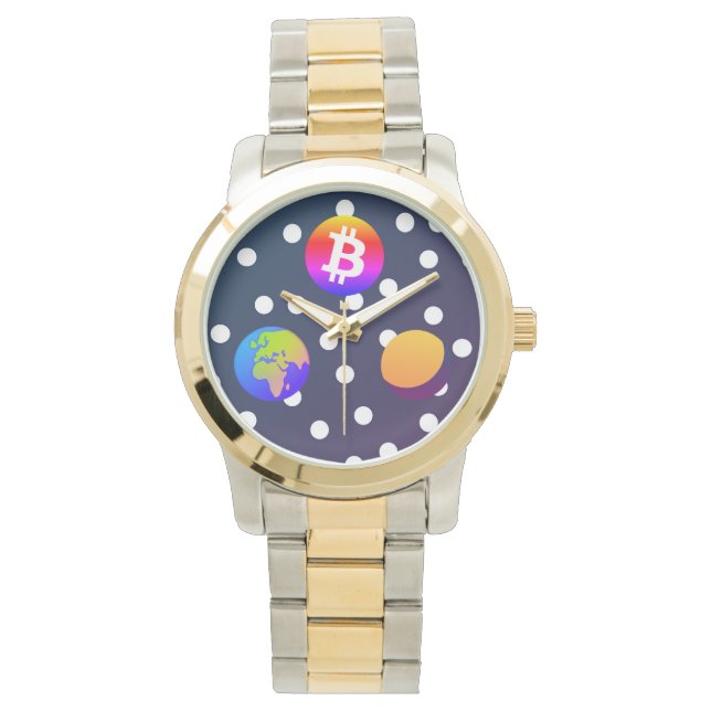 Bitcoin Solar Space Designer (farbenfroh) Sehen Armbanduhr (Vorderseite)