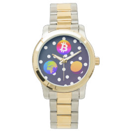 Bitcoin Solar Space Designer (farbenfroh) Sehen Armbanduhr