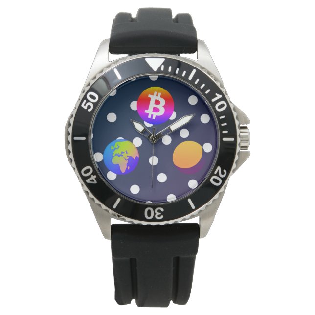 Bitcoin Solar Space Designer (farbenfroh) Sehen Armbanduhr (Vorderseite)