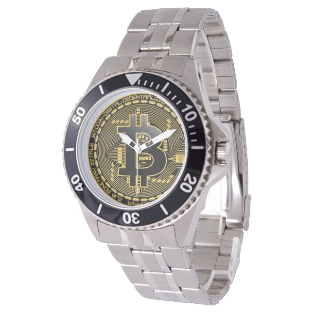 Bitcoin Stainless Watch Armbanduhr (Schrägansicht)