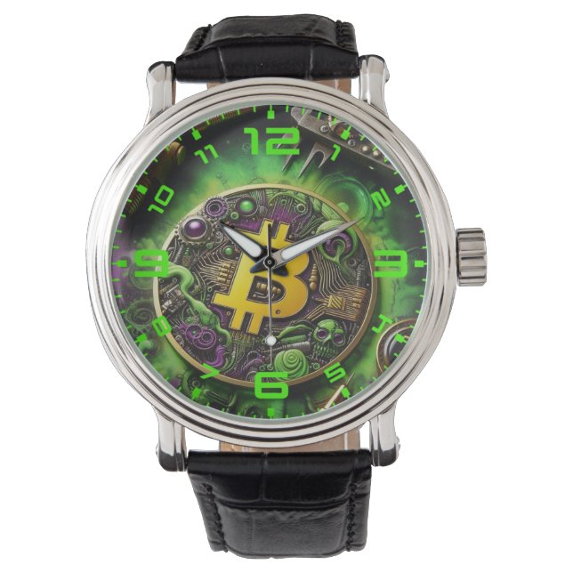 Bitcoin Steampunk Style Watch Armbanduhr (Vorderseite)