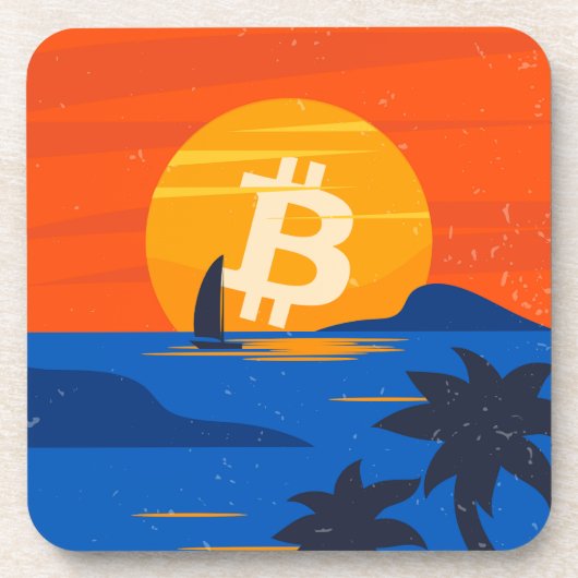 Bitcoin Strand Getränkeuntersetzer (Vorderseite)