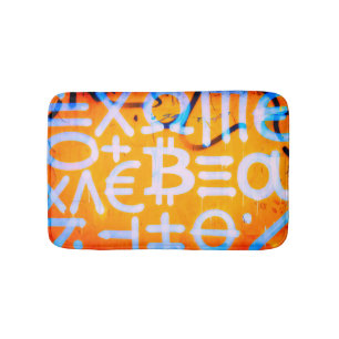 Bitcoin-Straßenkunst (Orange Malerei Nr. 1) Badematte