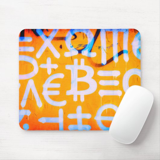 Bitcoin-Straßenkunst (Orange Malerei Nr. 1) Mousepad (Mit Mouse)