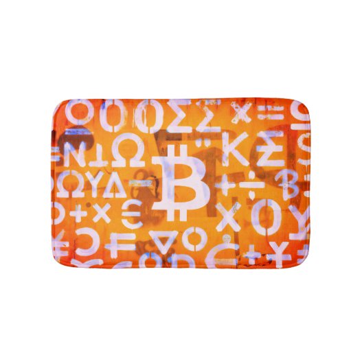 Bitcoin-Straßenkunst (Orange Malerei Nr. 6) Badematte (Vorderseite)