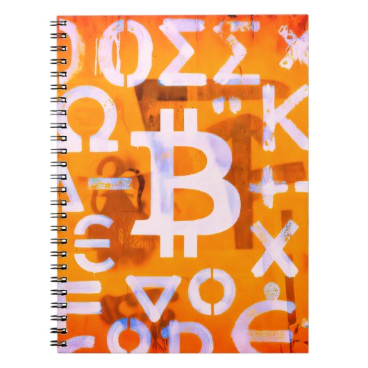 Bitcoin-Straßenkunst (Orange Malerei Nr. 6) Notizblock (Vorderseite)