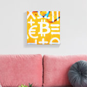 Bitcoin-Straßenkunst (Oranges Gemälde Nr. 1) Leinwanddruck (Insitu (Wohnzimmer))