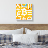 Bitcoin-Straßenkunst (Oranges Gemälde Nr. 1) Leinwanddruck (Insitu (Schlafzimmer))