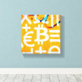 Bitcoin-Straßenkunst (Oranges Gemälde Nr. 1) Leinwanddruck (Insitu (Holzboden))