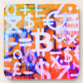 Bitcoin-Straßenkunst (Oranges Gemälde Nr. 2) Getränkeuntersetzer (Vorderseite)
